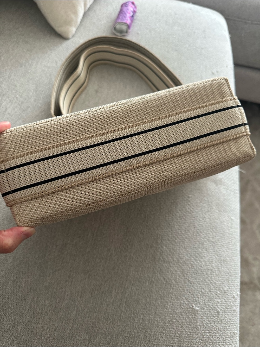 Rothy's Beige Shoulder Bag with Striped Wide Strap - Picture 2 of 4